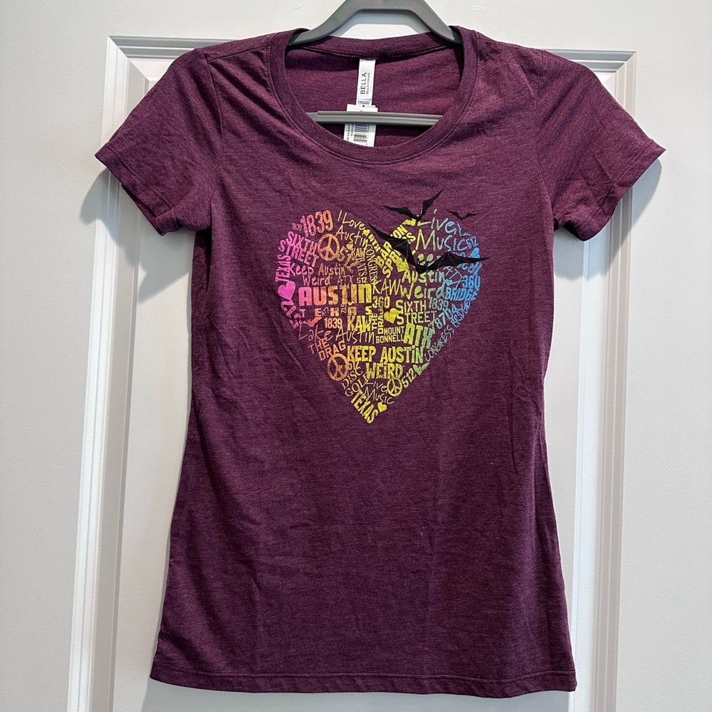 Bella Canvas Maroon Heart Graphic Tee
